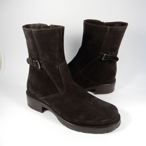 LA CANADIENNE Corey Buckle Bootie Boots Size 6 Waterproof Suede Brown NEW $525 - Picture 8 of 14
